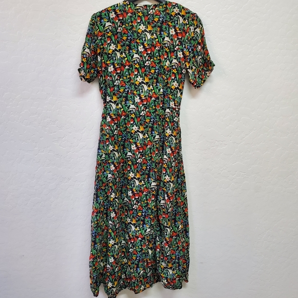 Vintage La Cera Plus Sz S Crinkle Black Floral Print Maxi Dress Button - Picture 2 of 7